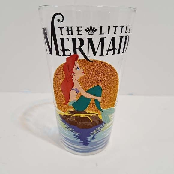 Disney The Little‎ Mermaid Gold Glitter Sun Pint Drinking Glass - Picture 1 of 3